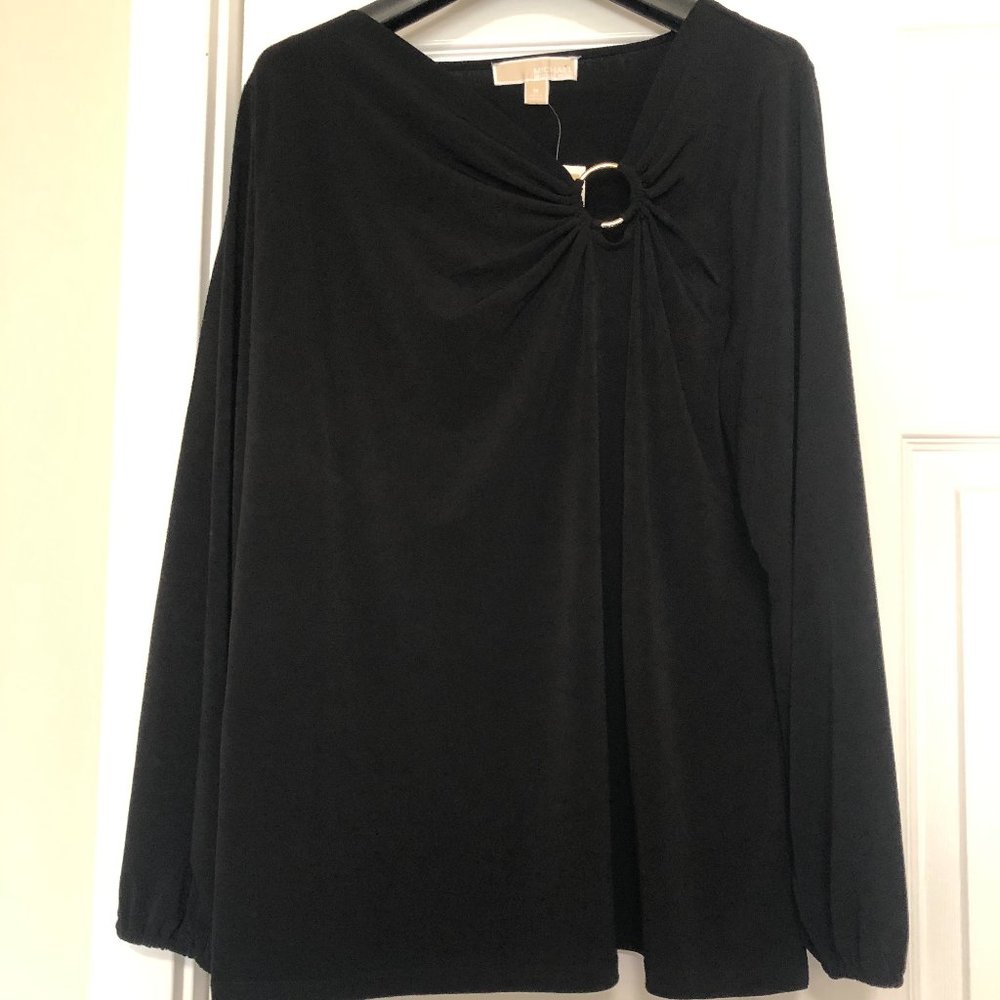 Michel Kors Black Metal Ring Cut Out top  blouse.